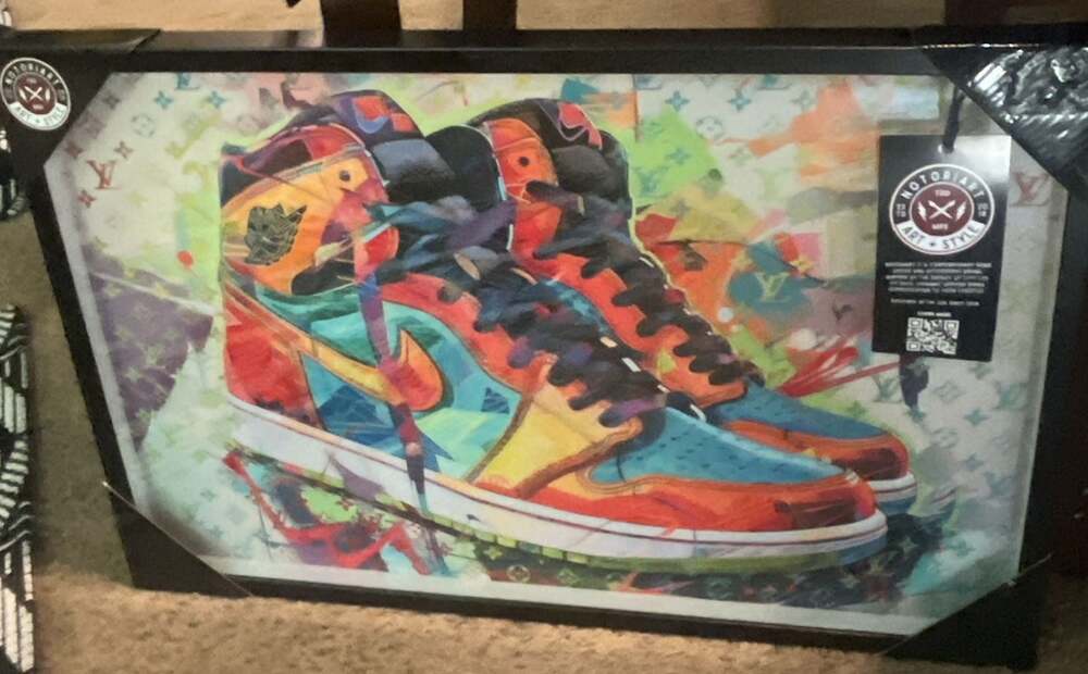 Stephen Chambers Style Abstract Air Jordan 1 LV collab High Sneaker Wall Art Pri